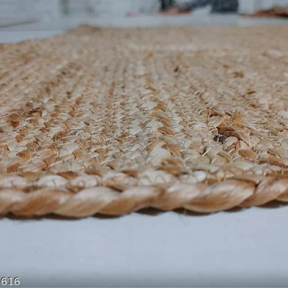 Braided Jute Rug – Geometric Boho Natural Handwoven Fiber Rug