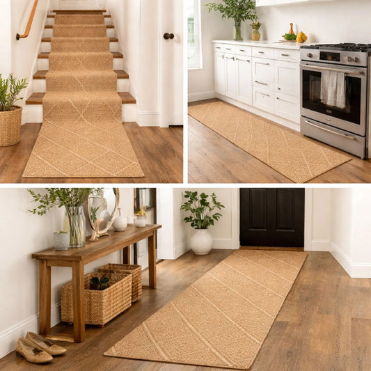 Handwoven Natural Jute Braided Runner Rug – Boho Rustic Area Carpet