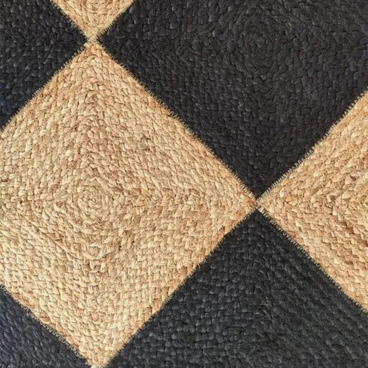 Checkered Handwoven Natural Jute Runner Rug – Boho Hallway & Kitchen Carpet