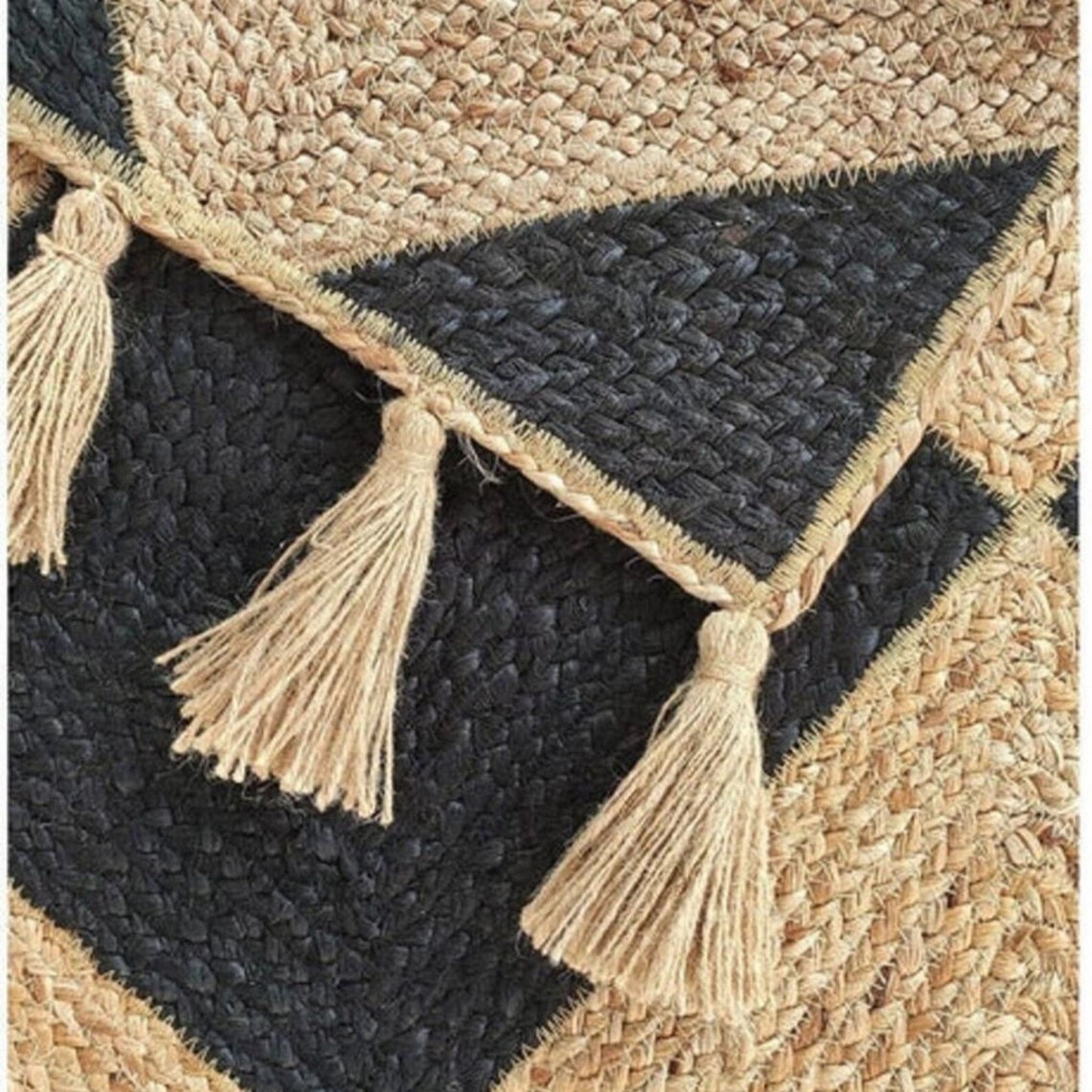 Checkered Handwoven Natural Jute Runner Rug – Boho Hallway & Kitchen Carpet