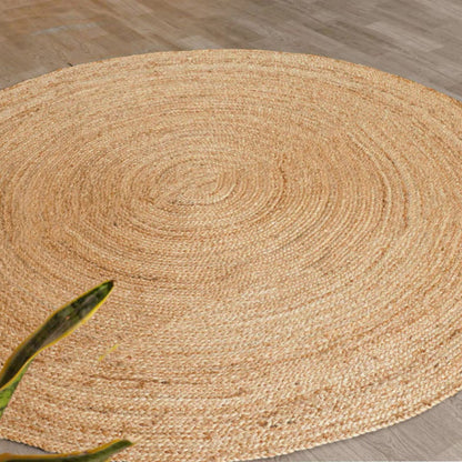Natural Round Jute Rug – Hand Braided Fiber Design (Boho Minimal Style)